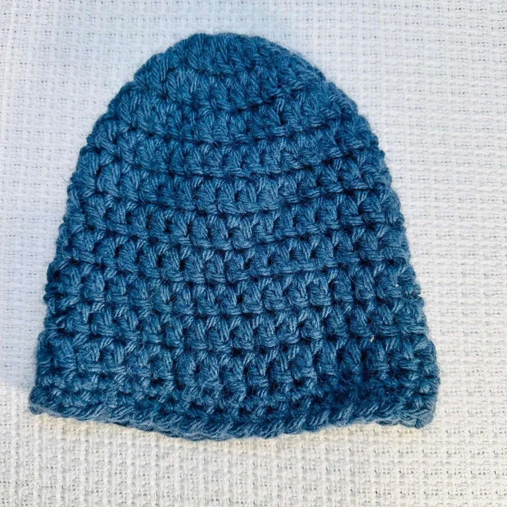 Handmade Crochet Baby Beanie Hat Dark Blue Soft Warm Infant Toddler - Hat Winter